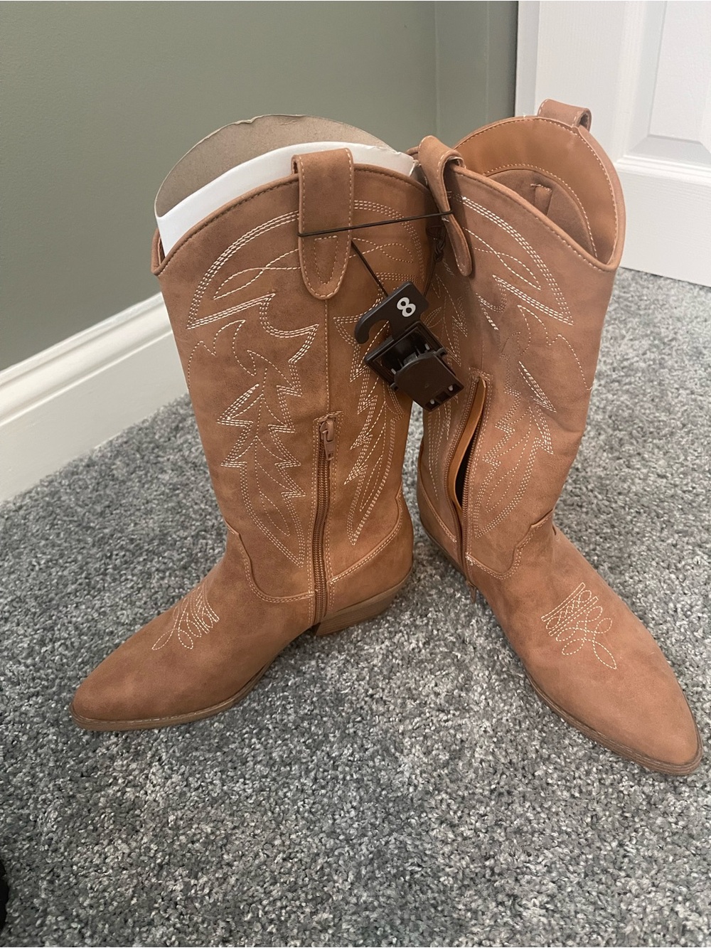 No Boundaries Tan Suede Western Heeled Boots - Picture 3 of 4